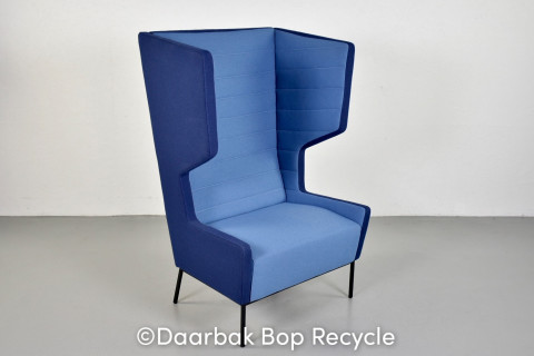 Borg loungestol med høj ryg i blå farver