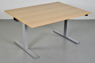 Holmris B8 hæve-/sænkebord i bøg med gråt stel