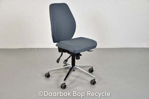 Scan Office kontorstol med blå/grå polster og krom stel