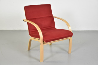 Farstrup loungestol i bøg med rødt polster