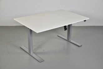 Holmris hæve-/sænkebord med hvid laminat, 120 cm.