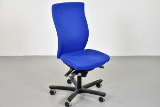 EFG kontorstol med blåt xtreme polster og sort stel
