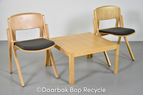 Loungemøbler i bøg og birk, sæt à 2 stole og 1 bord