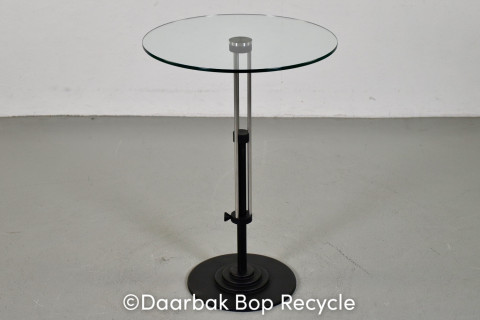 Manuelt hæve-/sænke cafébord med rund glasplade